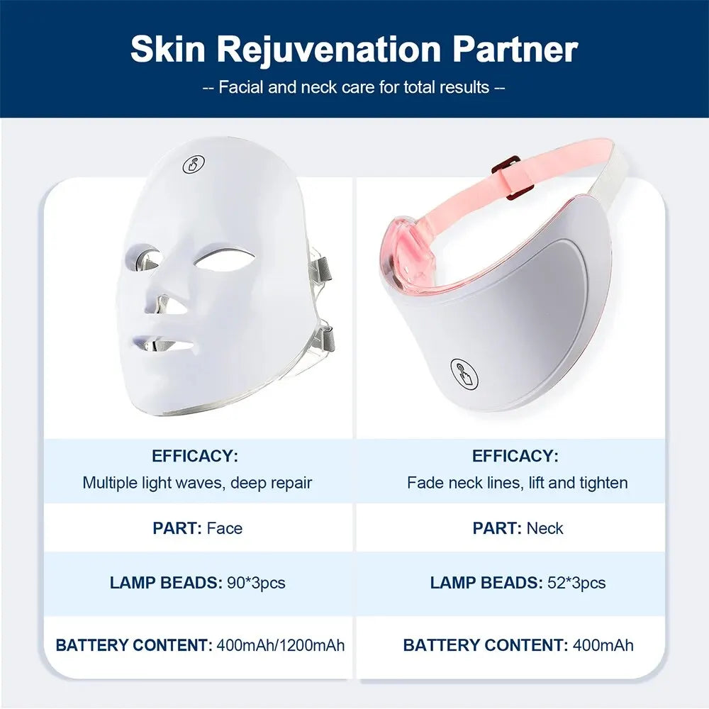 MyVira™ 7-Color LED Facial & Neck Light Therapy Mask